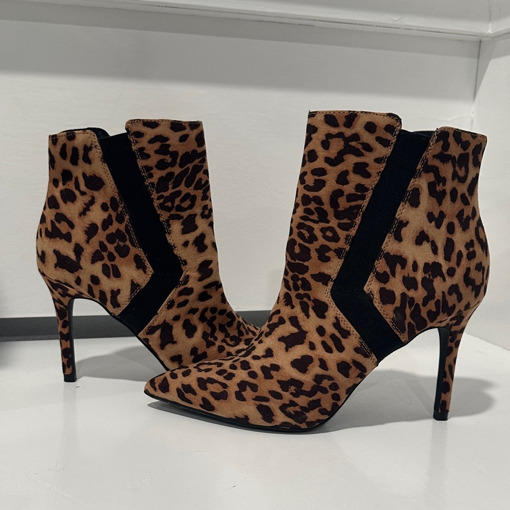 NY&Co Leopard Print Heeled Ankle Boots